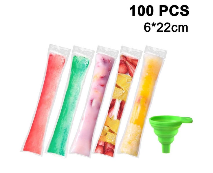 100PCS Disposable Ice Popsicle Mold Bags for Healthy Snacks, Yogurt Sticks, J Carousel 1