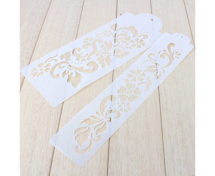 4Pcs Lace Flower Cake Cookie Fondant Side Baking Stencil Wedding Decorating M Carousel 2