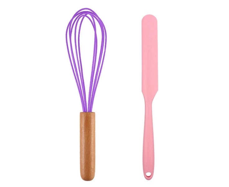 2 Piece Mini Kitchen Utensil Set- Silicone Kitchen Tools with wood Handles Carousel 1