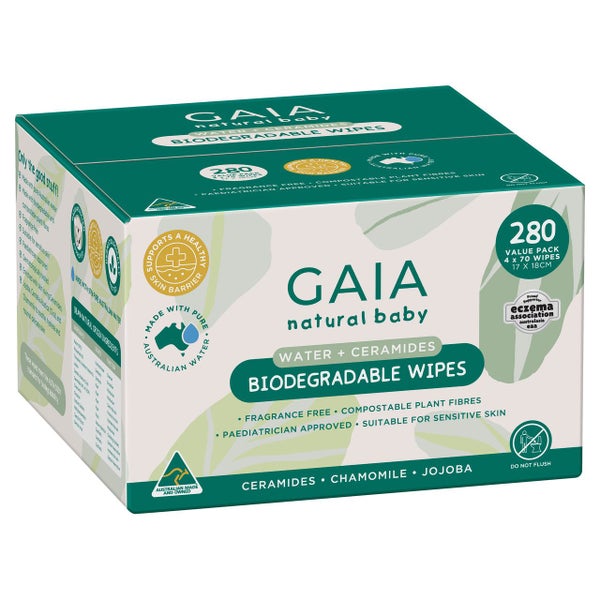 Gaia Natural Baby Biodegradable Baby Wipes 280 Pack Carousel 1