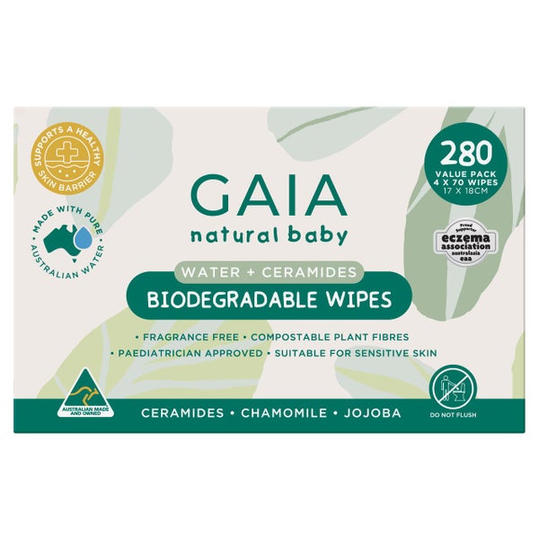 Gaia Natural Baby Biodegradable Baby Wipes 280 Pack Carousel 2