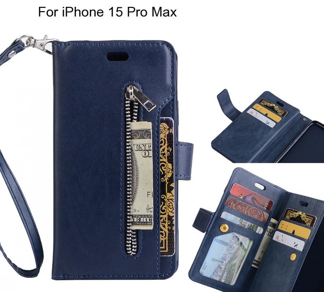 iPhone 15 Pro Max case 10 cards slots wallet leather case with zip Carousel 1