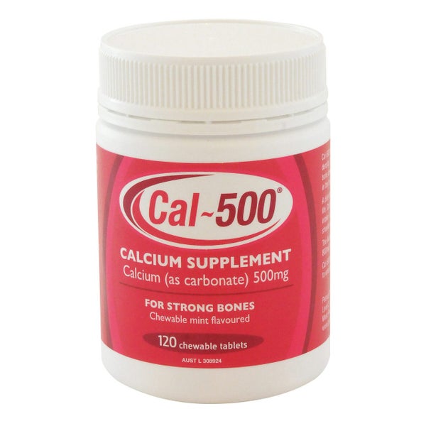 Cal-500 Calcium Supplement 120 Chewable Mint Tablets Carousel 1