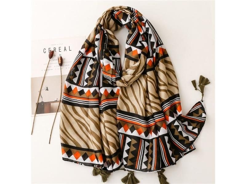 Soft Linen Cotton Scarf Shawls Women Luxury Premium Foulard Femme Long Spotted Carousel 1