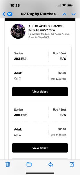 All Blacks Tickets for Dunedin This Weekend63039328503681112