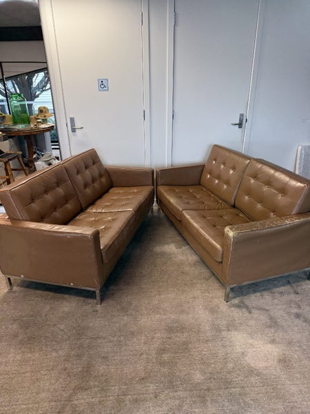 PAIR of Leather Couches mid century style62930694204419112