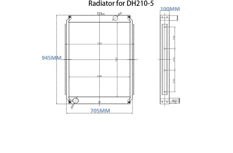 Digger Radiator for DH55 DH55-7 DH130-5 DH210-5 R130-5 / 7 R110-7 R320-7 Carousel 12