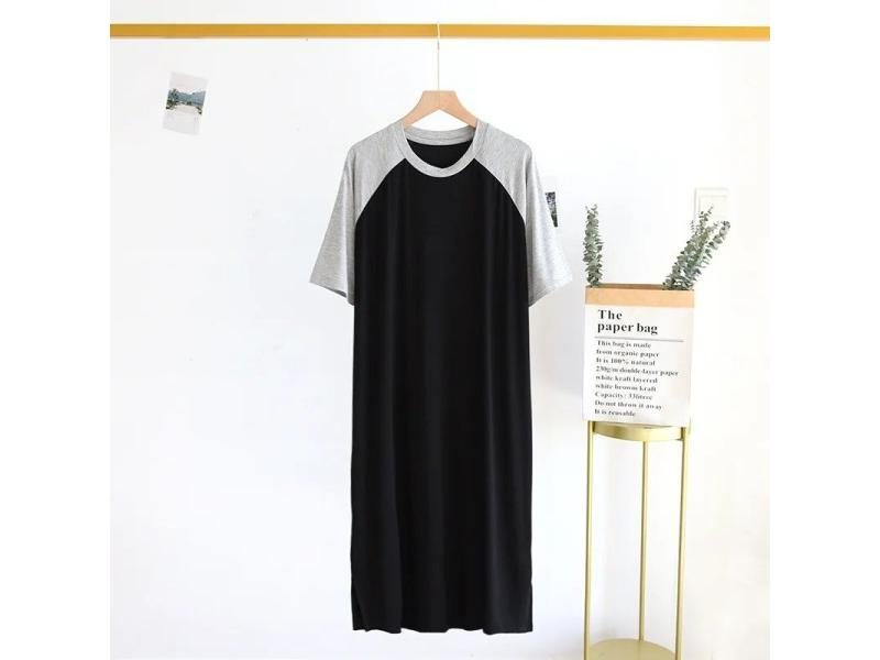 Plus Size 4XL 5XL Men's Summer Pajamas Modal Fabric Casual Nightgown Carousel 1