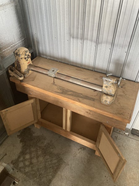 Wood working Lathe and Chisels Mounted To Table Carousel 1