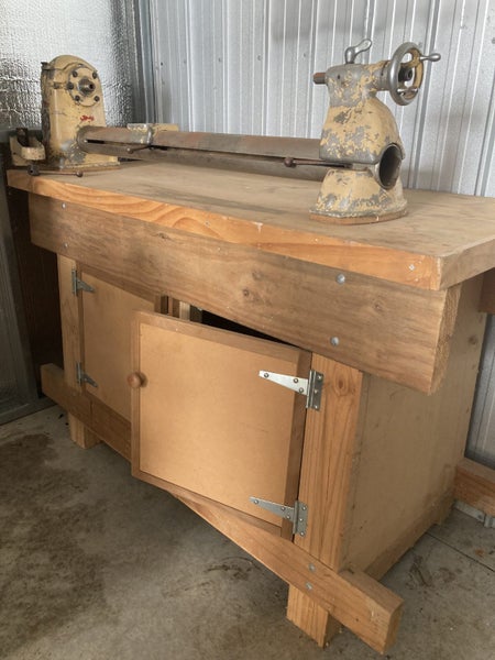 Wood working Lathe and Chisels Mounted To Table Carousel 2