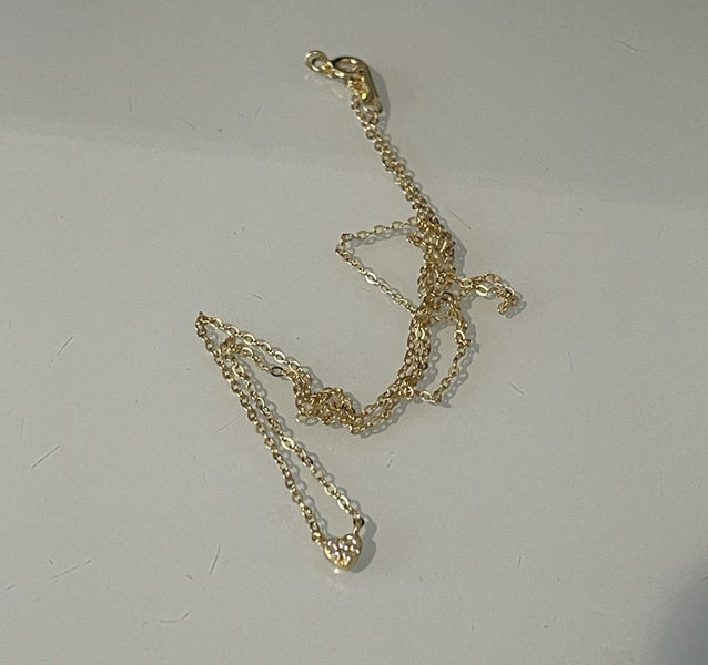 $1 reserve//14K Real Gold Plated Sterling Silver Mini Heart Necklace Carousel 2