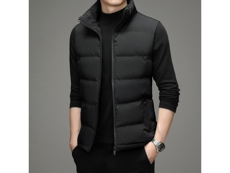 Men's Vest Jacket Autumn Winter Warm Sleeveless Jacket Casual Stand Collar Vest Carousel 1