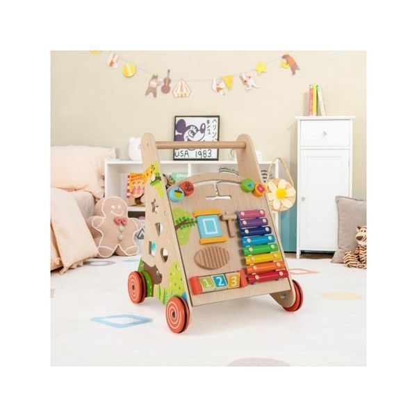 Wooden Baby Push Walker With Handle And Wheels Carousel 2