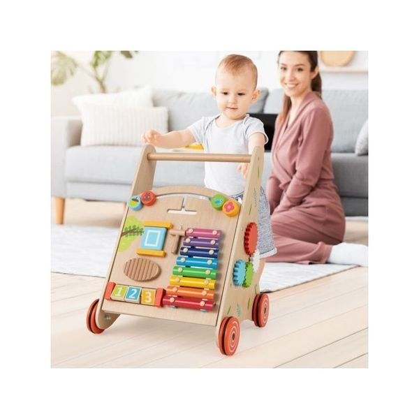 Wooden Baby Push Walker With Handle And Wheels Carousel 3