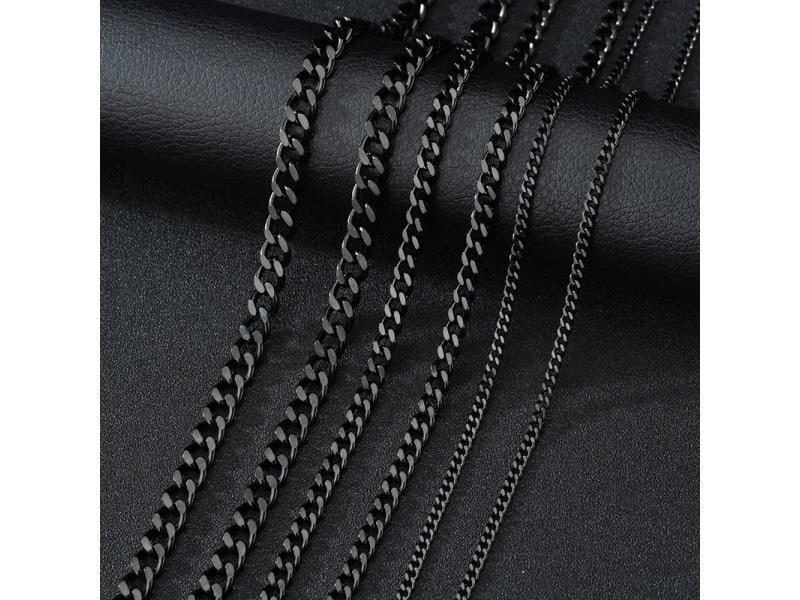 Basic Punk Stainless Steel 3 5 7mm Curb Cuban Necklaces For Men Women Black Carousel 1