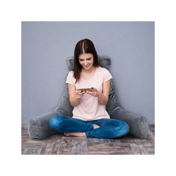 Bed Rest Reading Pillow With Support Arms Detachable Neck Roll Carousel 3