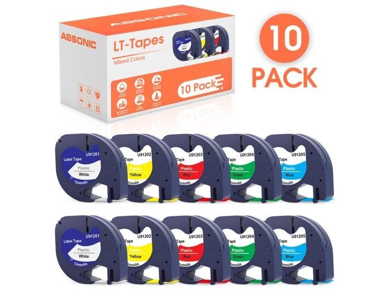 Absonic 12mm LT Tape 91201 12267 91200 For Dymo Letratag Label 91202 91203 Carousel 1