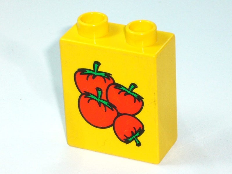 ®™DUPLO - Brick 1 x 2 x 2 with Four Tomatoes Pattern ~Retired 2002~ Carousel 2