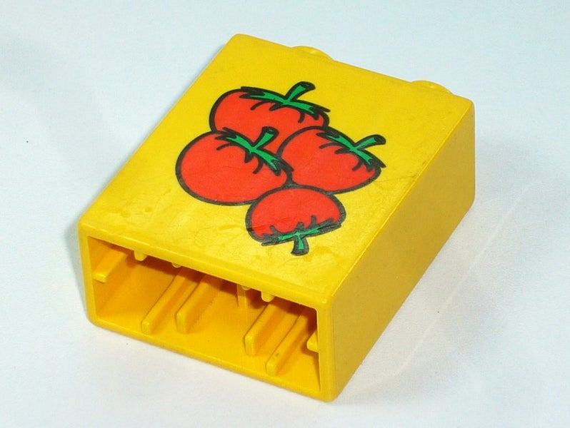 ®™DUPLO - Brick 1 x 2 x 2 with Four Tomatoes Pattern ~Retired 2002~ Carousel 3