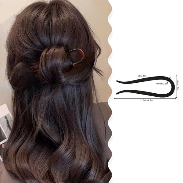 Long Resin Hair Fork "Nayla" (Brown) Carousel 2