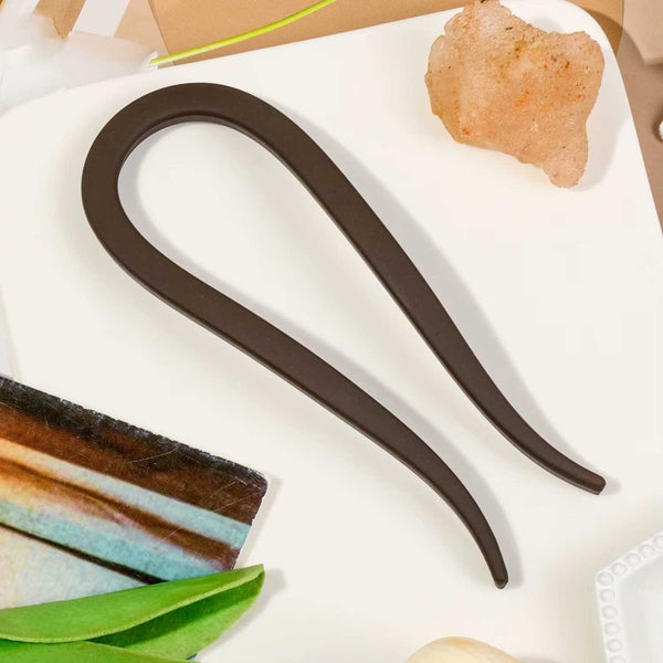 Long Resin Hair Fork "Nayla" (Brown) Carousel 4