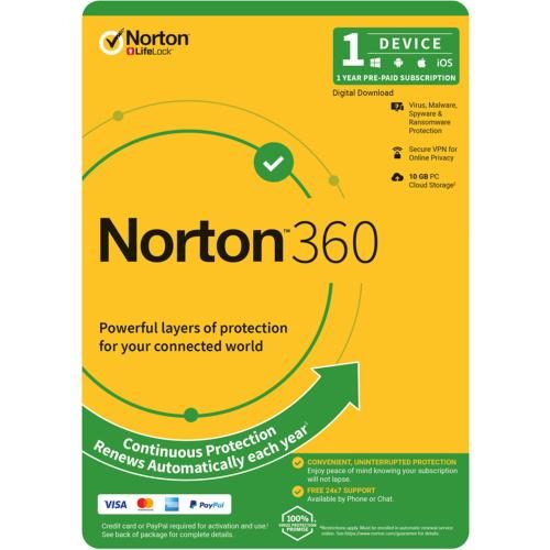 NortonLifeLock Norton 360 Standard - 1 User - 1 Device - 12 Months 10GB PC Cloud Carousel 1