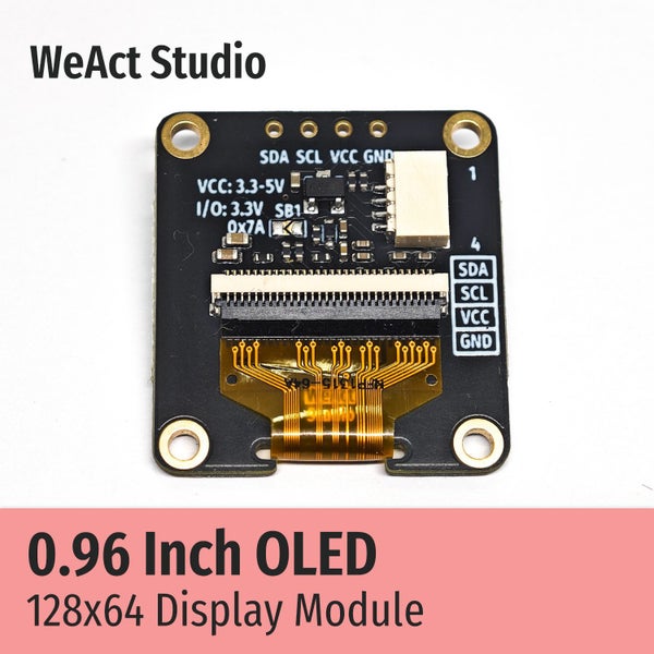 WeAct 0.96 Inch OLED IIC Display Module 128X64 I2C SSD1306 12864 LCD Screen Carousel 1