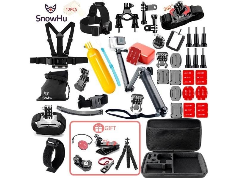 SnowHu For Gopro 10 Accessories Set Tripod Monopod Chest Belt Head Mount Strap Carousel 1