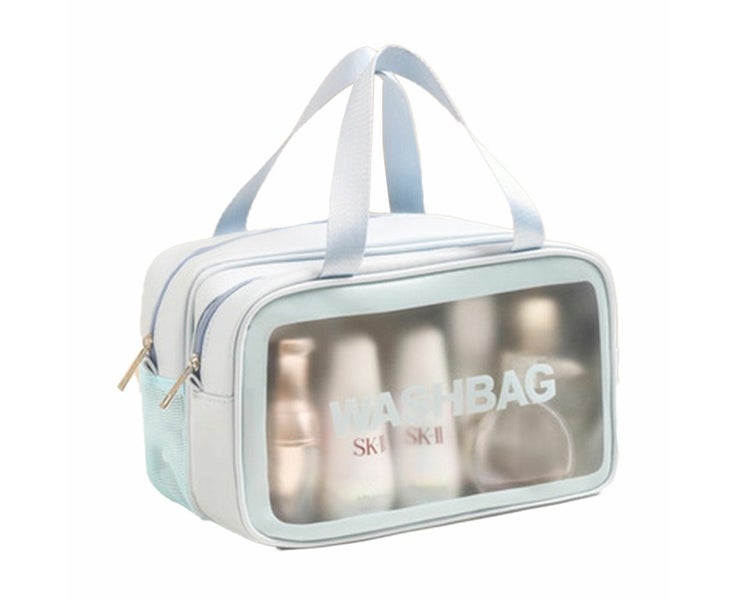 Double-layer cosmetic bag PU dry and wet separation frosted cosmetic bag, mad Carousel 1