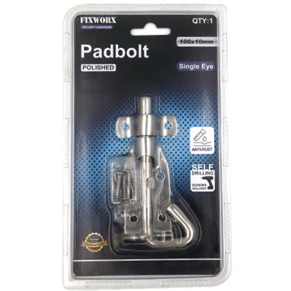 PADBOLT SINGLE EYE STAINLESS STEEL 100MM Carousel 1