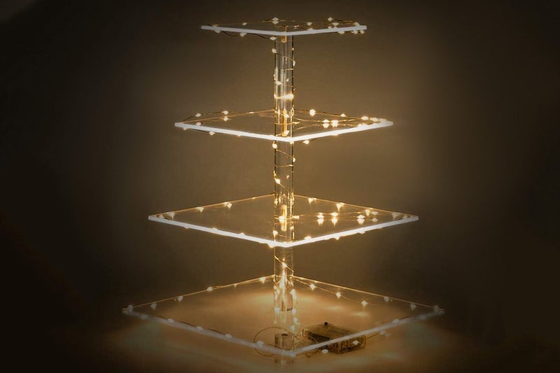 4 Tier Cupcake Stand Acrylic Tower Display with LED Light Holder for Party Decor Carousel 2