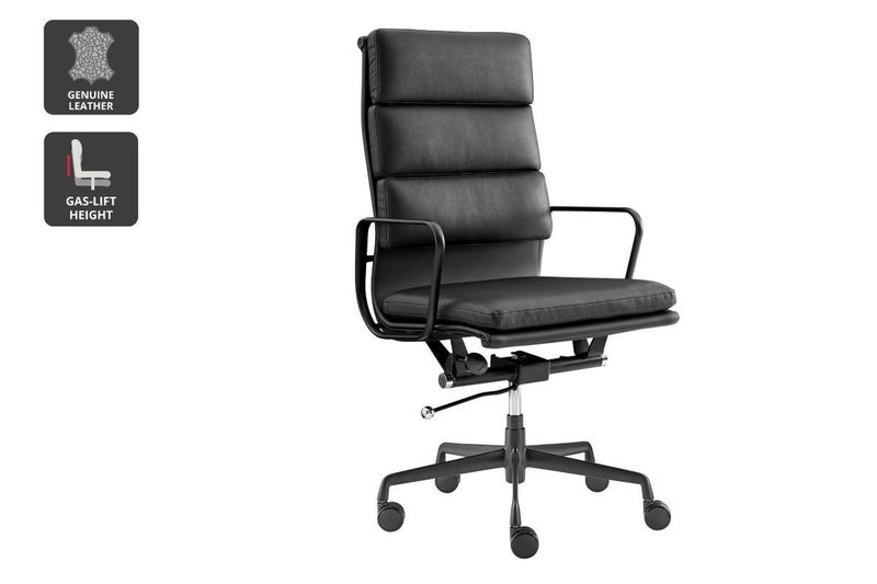 Matt Blatt Eames Replica High Back Soft Pad Leather Office Chair (Black/Black) Carousel 2