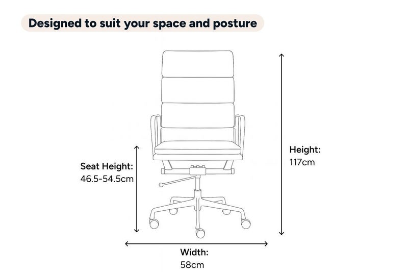 Matt Blatt Eames Replica High Back Soft Pad Leather Office Chair (Black/Black) Carousel 10