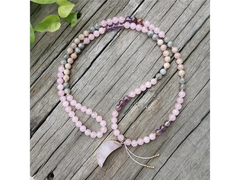 8mm Stone Beads Labradorite Quartz Moon JapaMala Sets 108 Mala Beads Carousel 1
