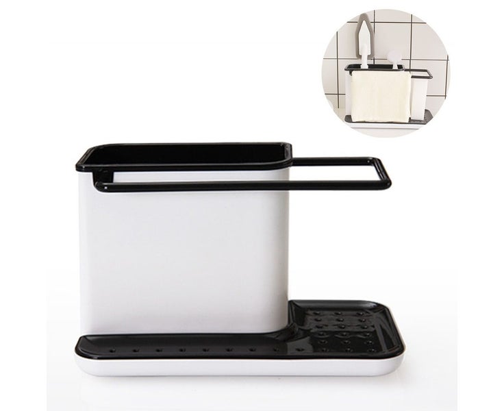 Kitchen Sink Caddy Organizer, Sponge Holder for Sink - Black Carousel 1