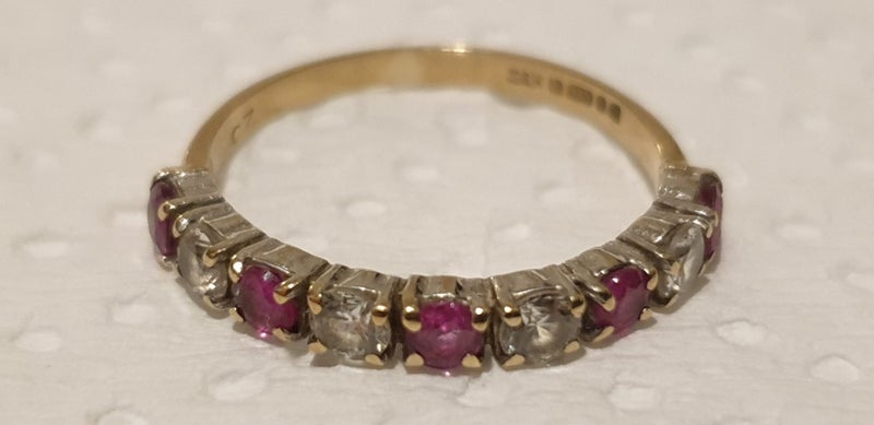 Cubic Zirconia/Pink Tourmaline 9ct Gold Eternity Ring62950953991810112