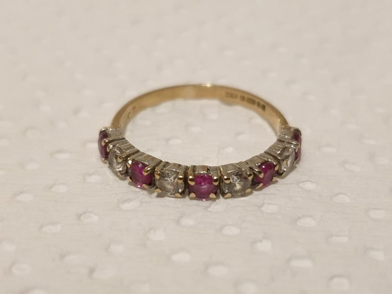 Cubic Zirconia/Pink Tourmaline 9ct Gold Eternity Ring62950953991810111