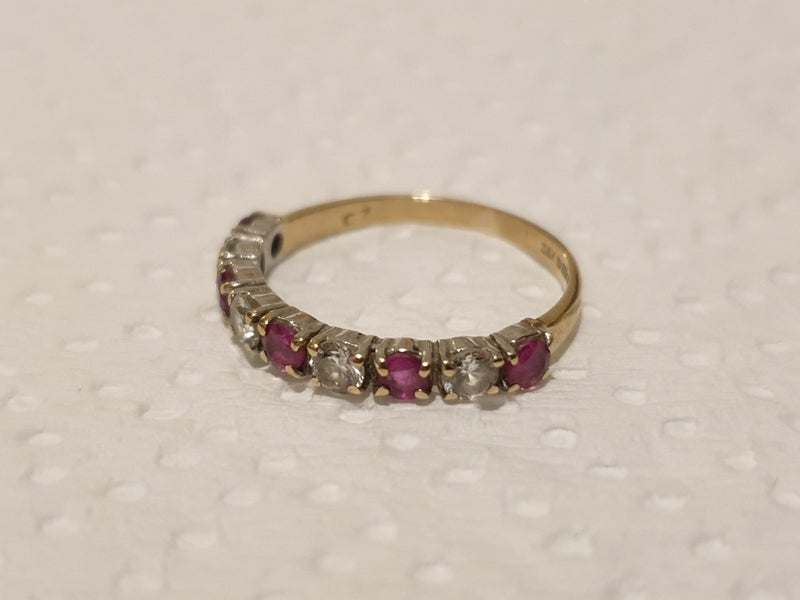 Cubic Zirconia/Pink Tourmaline 9ct Gold Eternity Ring62950953991810112