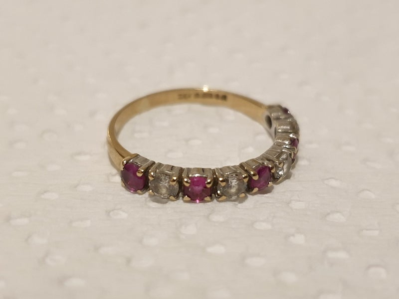 Cubic Zirconia/Pink Tourmaline 9ct Gold Eternity Ring62950953991810113