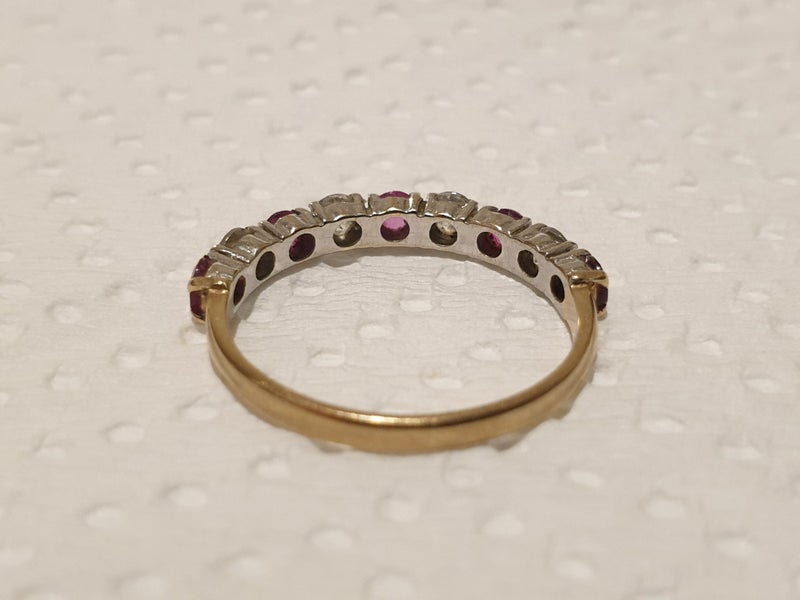 Cubic Zirconia/Pink Tourmaline 9ct Gold Eternity Ring62950953991810114