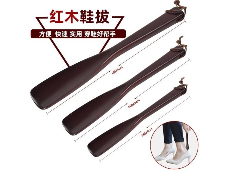 1pc Solid Wood Shoehorn Long Handle Professional Shoe Horn Unisex Portable Carousel 1
