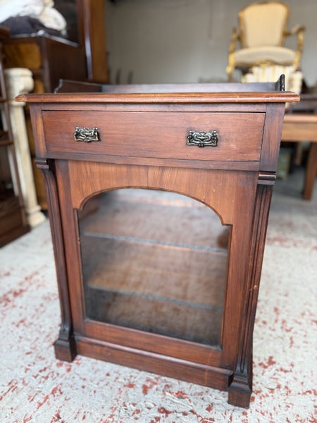 An Edwardian Solid Walnut Glazed Front Cabinet Carousel 1