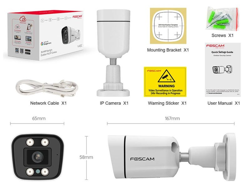 FOSCAM IP CAMERA V4EC 4MP Starlight IR LED Siren SpotLight (White) Carousel 11