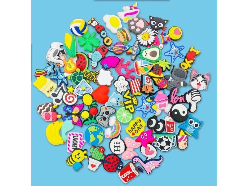 100 Pack Shoe Charms For Crocs PVC Cute Cartoon Shoe Decoration Pins Anime Carousel 1