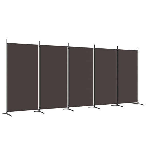 vidaXL 5-Panel Room Divider Brown 433x180 cm Fabric Carousel 2