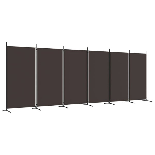 vidaXL 6-Panel Room Divider Brown 520x180 cm Fabric Carousel 2