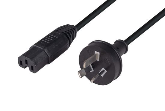 DYNAMIX 1M 3-Pin to Noteched C15 Rubber Flex SAA Approved Power Cable.1.0mm Carousel 1