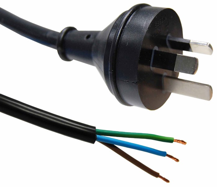 DYNAMIX 2M 3-Pin Plug to Bare End 3 Core 0.75mm Cable Black Colour SAA Approved Carousel 1