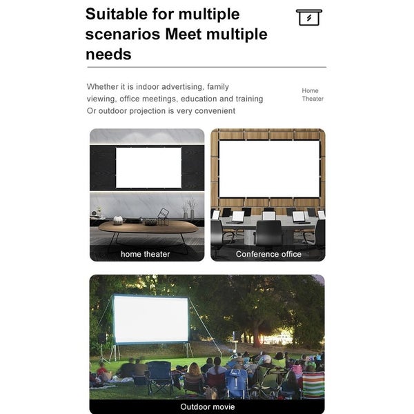 Folding Milk Silk Polyester Projector Film Curtain - Size 72 Inch 4:3 Project... Carousel 11