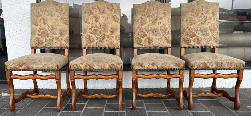 Set of 4 Os De Mouton Beech Tapestry Chairs Carousel 1